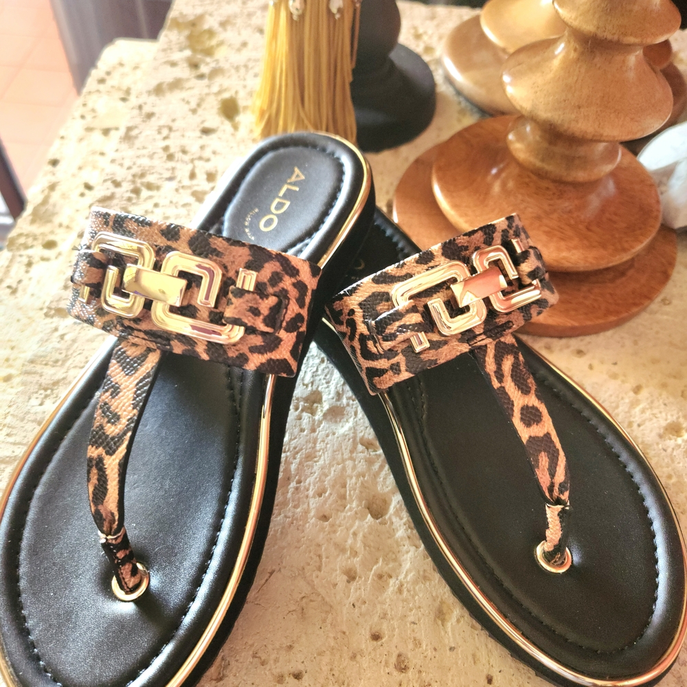 ALDO Women's Black and Brown Leopard Sandals